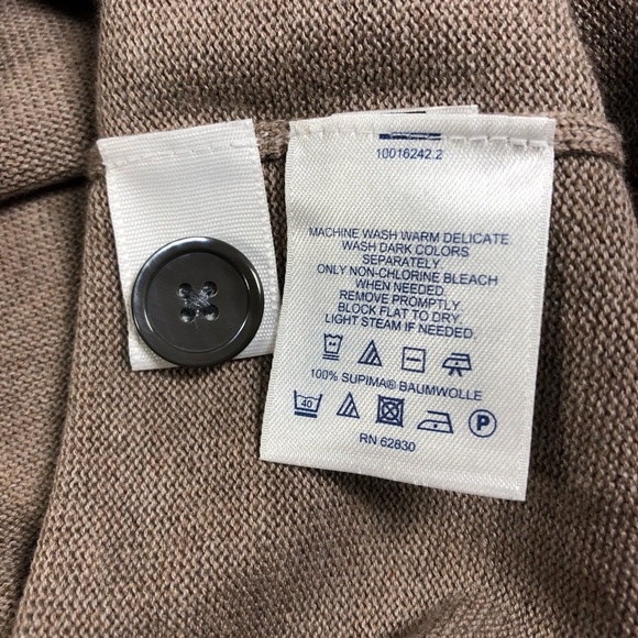 Lands' End Cardigan Sweater Supima Cotton Solid Brown Men's Medium M 38-40 - Picture 8 of 9